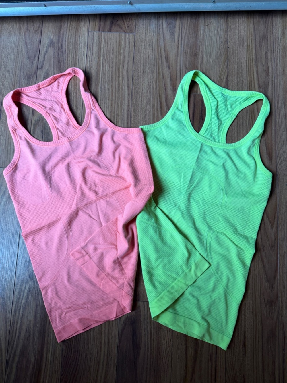 Lululemon - Women’s Seamless Racerback Tank Top - Neon Salmon and Lime Green